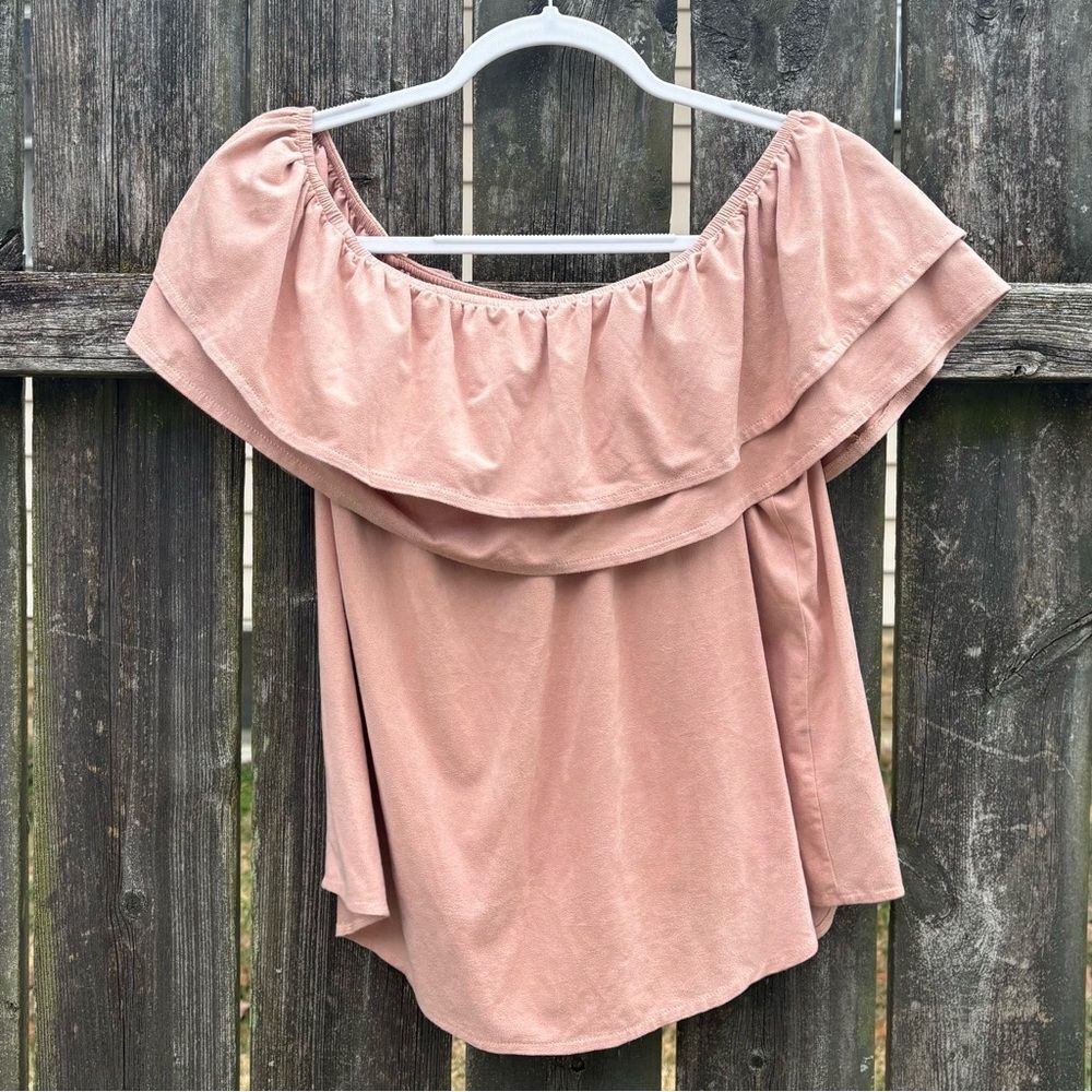 Off-Shoulder Ruffle Women’s Top - Dusty Rose